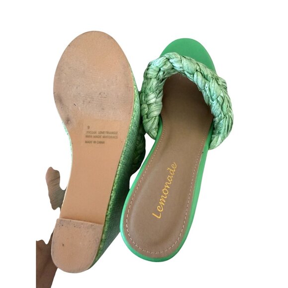 LEMONADE Green Platform Braided Wedges Sandals Size 9 - Picture 5 of 11